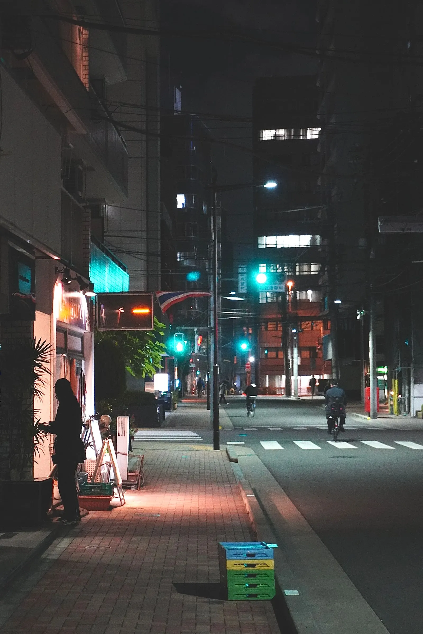 roubo: rua de cidade à noite com pedestres